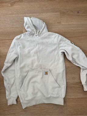 Carhartt White Hooded Sweatshirt with Logo Patch